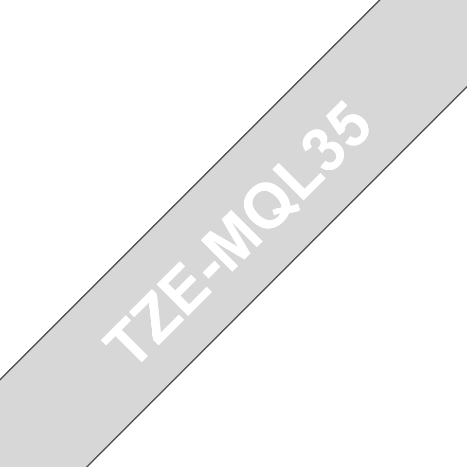 Genuine Brother TZe-MQL35 Labelling Tape – White on Grey, 12mm wide